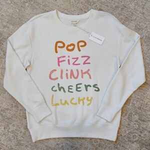 NWT S Lucky Brand Celebration French Terry Ivory Sweatshirt NEW